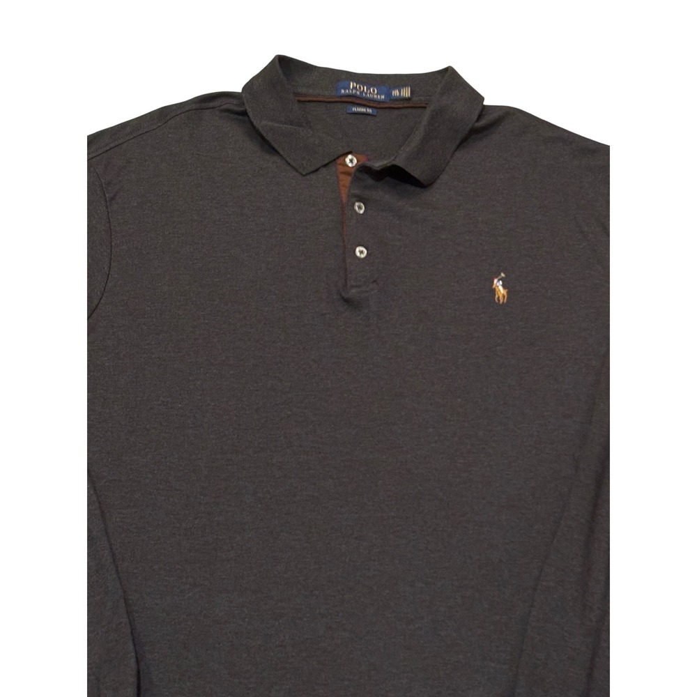 Polo Ralph Lauren Mens XXL Classic Fit Long Sleeve Polo Shirt Charcoal Grey